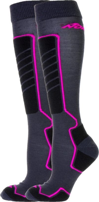 Nordica All Mountain Wintersportsokken - Maat 35-38 - Unisex - duopack - donker grijs/zwart/roze