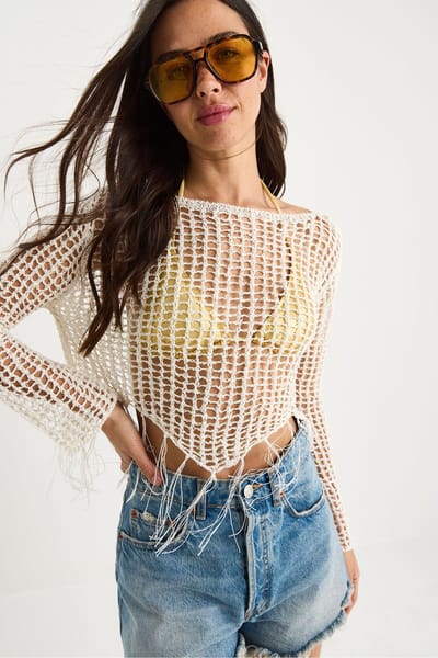 Fleurige Halter Nek Textuur Cropped Blouse