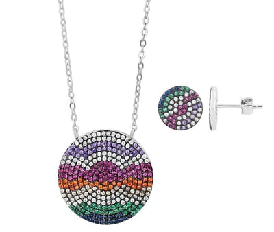 AKZENT Akzent dames sieradenset "Saro" van 925 sterlingzilver met zirkonia, gerhodineerd,