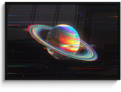 Poster in lijst - Fotolijst 120x80 cm - Posters - Planeet - Cirkel - Kleurrijk - Posterlijst zwart - Decoratie - Wanddecoratie woonkamer - Muurdecoratie slaapkamer
