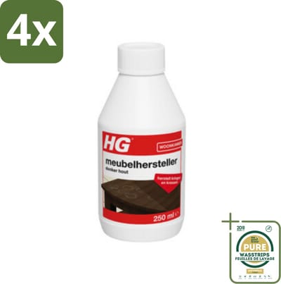 HG Meubelhersteller Donker Hout 250 ml - Voordeelverpakking - 4 stuks - Meubels schoonmaken - Krassen verwijderen