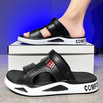 Herenpantoffels Zomersandalen EVA Lichte Dikke Zolen Strandschoenen voor Volwassenen Antislip Open Teen Sandalen voor Buiten 40-41 zwart