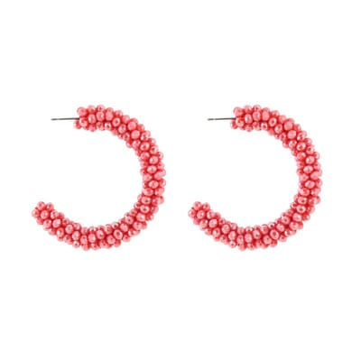 Oorbellen Strass Rozerood - Stainless steel – 4.5 cm – Trendy – Nikkelvrij -Verkleurt niet