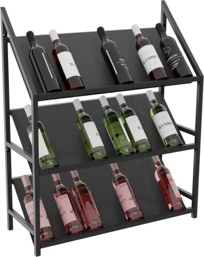 MetaloPro Wijnrek Bordeaux – Zwart Metalen Flessenrek Voor 30 Wijnflessen, Robuust Design, Ideaal Voor Keuken, Kelder Of Bar – 95x80x30cm