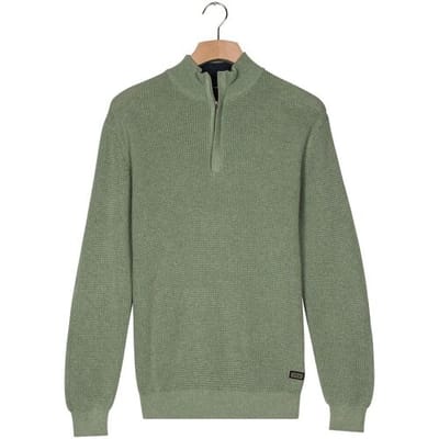 Baileys Trui Uni Color Structure Knit Half Zip Collar Misty Green / male