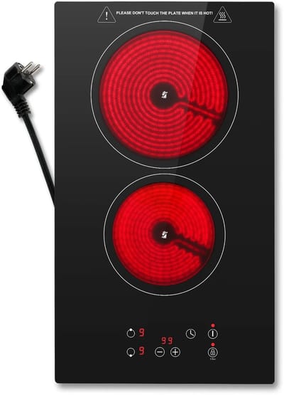 Miryx GlazenKeramische Kookplaat - 2-Pits - Touch Control - Timer - Inbouw & Vrijstaand - 3000W - Zwart