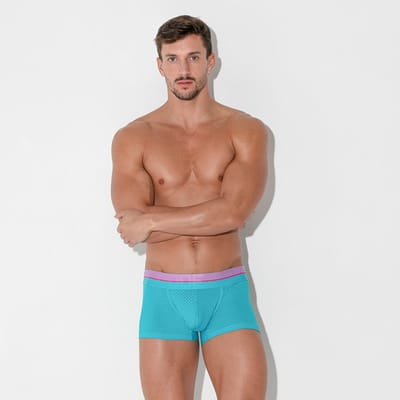 CODE 22 Bright Mesh Trunk Turquoise - MAAT S - Heren Ondergoed - Boxershort voor Man - Mannen Boxershort