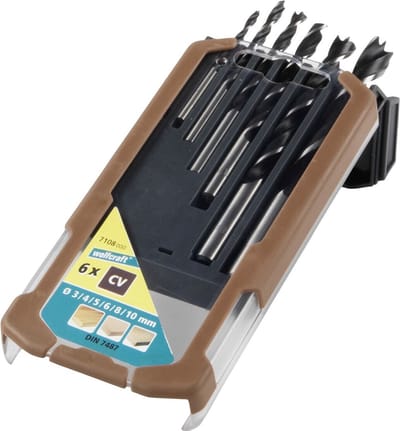 wolfcraft - Borenset 6 delig - Houtborenset - Houtboren 3 - 4 - 5 - 6 - 8 en 10 mm - Houtboor - 7108000