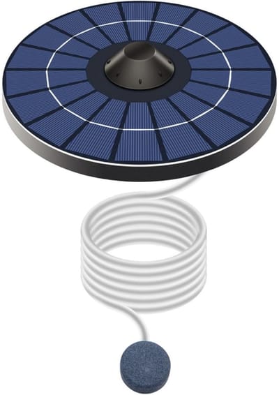 longziming -Zuurstofpomp - Solar Vijverbeluchter Zuurstofpomp – Zonne-energie Luchtpomp met Bruissteen & Luchtslang – Energiezuinig en Weerbestendig voor Vijver, Fontein en Aquarium