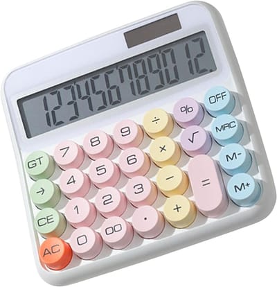 Bureaurekenmachine - Grote Toetsen - Kantoor School - Kantelbaar Scherm - 12 Cijferig - Wit