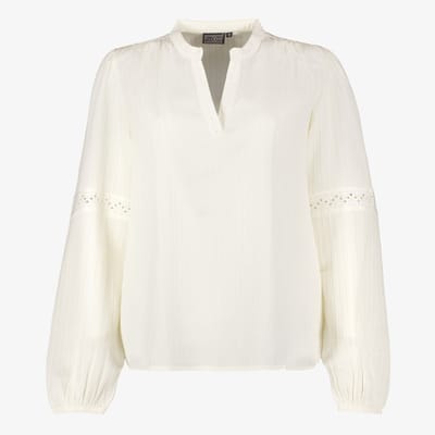 TwoDay dames blouse met broderie details lichtbeige - Maat M