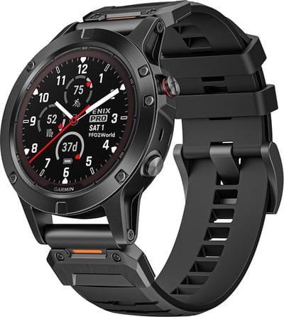 Stravo Garmin Fluororubber bandje geschikt voor Garmin Fenix 5x (Plus) / Fenix 6x (Pro) / Fenix 7x (Pro - Sapphire - Solar) / Garmin Fenix 8 - 51mm / Enduro 1-2-3 - Quickfit 26mm band voor Garmin smartwatches - Horlogebandje - Zwart