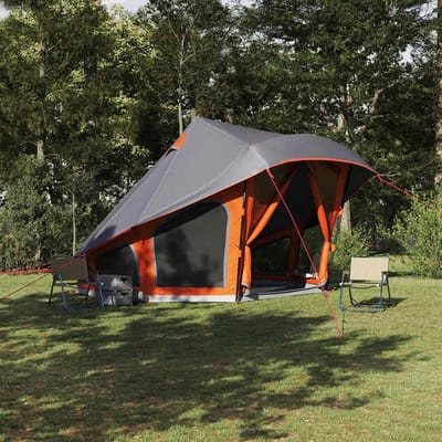 Familietent - Kampeertent - Buitenavontuur - Waterdicht Polyester - 10 Personen - Grijs Oranje