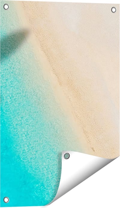 Gards Tuinposter Silhouet van een Vliegtuig op het Strand - 40x60 cm - Tuindoek - Tuindecoratie - Wanddecoratie buiten - Tuinschilderij