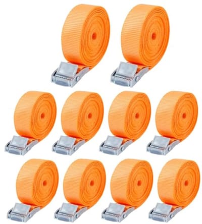Spanbanden Set - Sjorbanden - Bagage Vervoer - Met Klemsluiting - 10 stuks 4 meter - Oranje