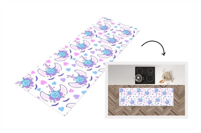 Keukenloper - Loper keuken - Meiden - Unicorn - Bloemen - Patronen - 150x50 cm - Keukenloper vinyl