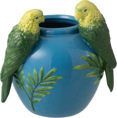 J-Line vaas Papegaaien - keramiek - groen/blauw - small