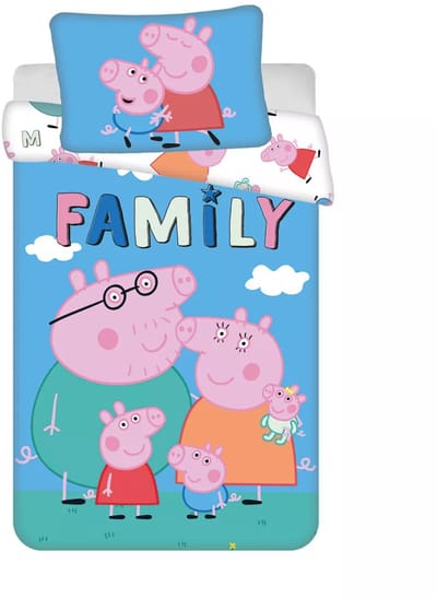 Peppa Pig dekbedovertrek Big Family 100 x 135 cm - 40 x 60 cm - katoen