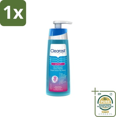 1 x Clearasil - Ultra Rapid Action Scrub Wash - Reinigingsgel - 200 ml- Huidverzorging - Huid Reinigen - Dode Huidcellen Verwijderen - Gaver Huid - Poriën Reinigen