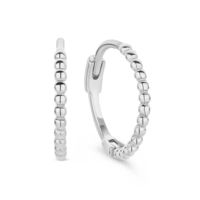 New Bling 9NB-0772 Zilveren Oorringen - Dames - Bewerkt - Bolletjes - 12 x 1,1 mm - Rhodium - Zilver