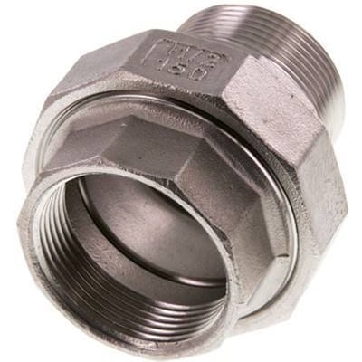 Rp 1 1/2'' x R 1 1/2'' F/M RVS Borstnippel 3-delig met Conische afdichting 16 Bar - FL2S-FM-SH-112R-C