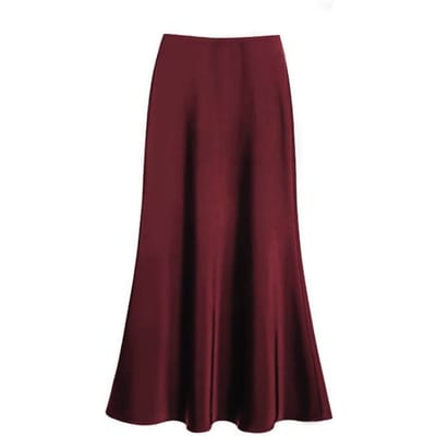 Hoge Taille Slankmakende Midi Lengte Satijn Acetaatzijde Gladde Halve Rok Lente/zomer Wikkel Billen Fishtail A-lijn Lange Rok L brown