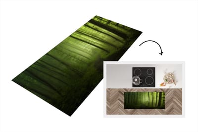 Keukenloper - Loper keuken - Bospad - Bomen - Groen - Bos - Mistig - Natuur - Planten - 120x50 cm - Keukenloper vinyl