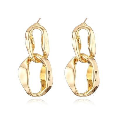 Schakel oorstekers - Goudkleurige dames oorbellen - Stainless Steel - 3cm - Statement oorhangers -