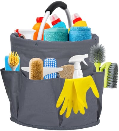 Dailygoods- Schoonmaakmand 17 Liter - Opbergmand met Deksel - Opbergmanden - Schoonmaakmanden - Tuinmand - Waterdicht - 6 Compartimenten