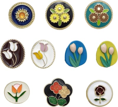 10 Vintage Bloemendesign Knopen van Legering voor Naaien, Sieraden en Creatief Knutselen, Perfect voor Kleding en Accessoires