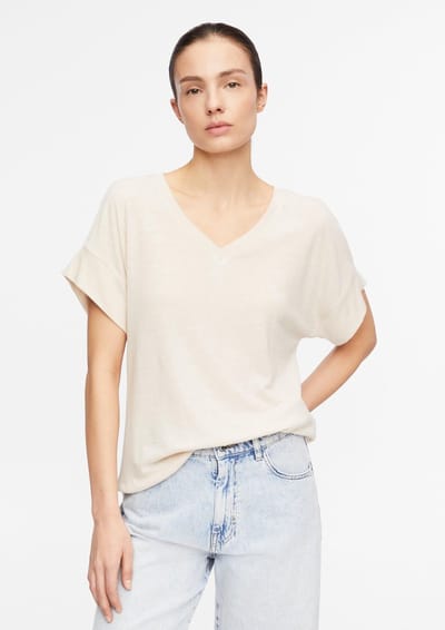 V-hals T-shirt casual met raglanmouwen dames COMMA