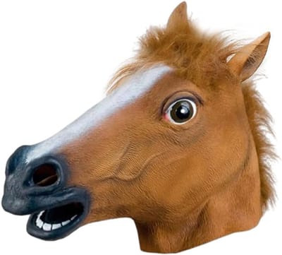 Dailygoods- Paardenhoofdmasker - Bruin Latex - Grappige Capuchon - Feestkostuum - Rollenspel - Milieuvriendelijk - Geschikt voor Halloween/Pasen - Masker