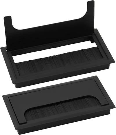 Kabeldoorvoer voor Bureau met Deksel, Stofdicht en Fraying Verminderend, Rectangulaire Kabelorganisatie (Zwart, 160x80mm) voor een Opgeruimd Werkoppervlak