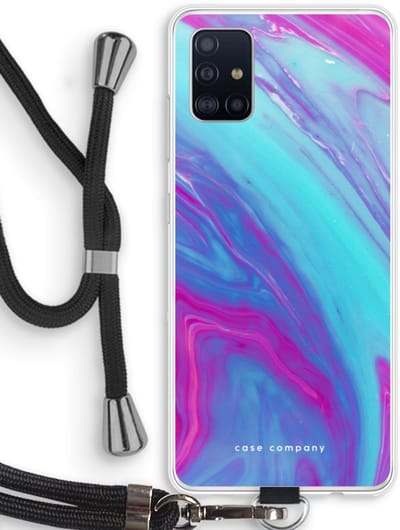 Hoesje met koord geschikt voor Samsung Galaxy A51 4G hoesje met Koord - Zweverige regenboog - Telefoonhoesje met Zwart Koord - Bescherming aan alle Kanten en Over de Schermrand