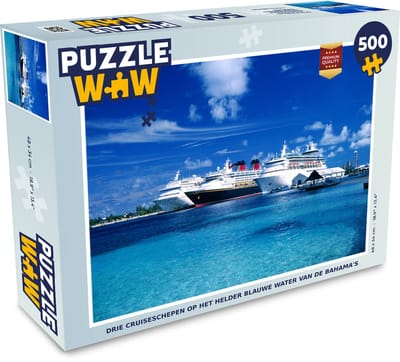 Puzzel Drie Cruiseschepen op het helder blauwe water van de Bahama's - Legpuzzel - Puzzel 500 stukjes