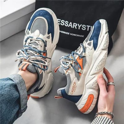 Chaussures de Sport pour Hommes Baskets Chunky Respirantes Chaussures pour Jeunes Augmentant la Taille Chaussures Tendance pour Hommes à Semelle Épaisse zapatillas deporte 44 orange