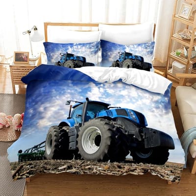 Tractor Beddengoedset 3D Print Boerderijgereedschap Kar Huisdecoratie Kussensloop Dekbedovertrek Schattig Cadeau Voor Familie en Vrienden 135x200cm