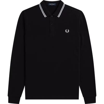 Fred Perry Ls Twin Tipped Shirt Polo's & T-shirts Heren - Polo shirt - Zwart - Maat XS