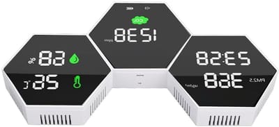 Luchtkwaliteitsmeter Binnen - Luchtkwaliteitstester Monitor - Gezonde Lucht Inademen - Realtime Metingen - 2000 mAh Batterij - Wit
