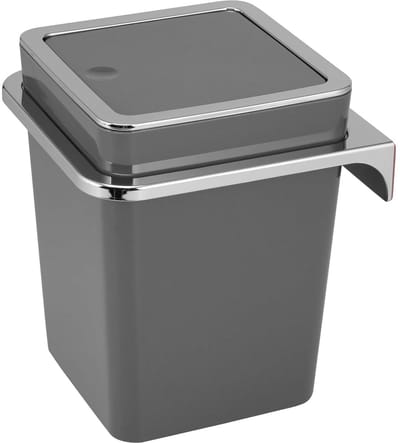 Cosmetica Afvalemmer met Klapdeksel en Wandhouder - 6 Liter Grijs