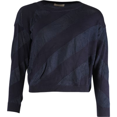 Sandro gestreepte trui in marineblauw polyester