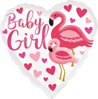 Amscan Folieballon Baby Girl Flamingo 45 Cm Wit/roze
