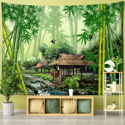 Tuinplant Landschap Wandtapijt Muurhanger Bohemien Minimalistische Esthetiek Kamer Eetkamer Achtergrond Decor Stof 95x70cm