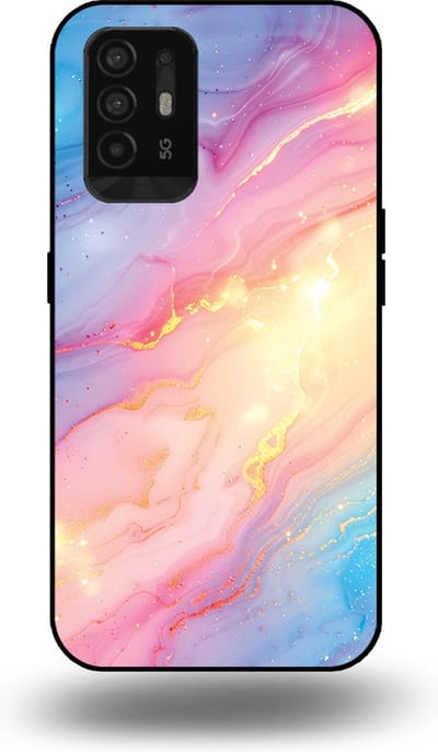 Smartphonica Telefoonhoesje Geschikt voor OPPO A94 5G met Regenboog Glitter Marmer Opdruk - TPU Backcover Case Rainbow Glitter Marble Design geschikt voor Oppo A94 5G
