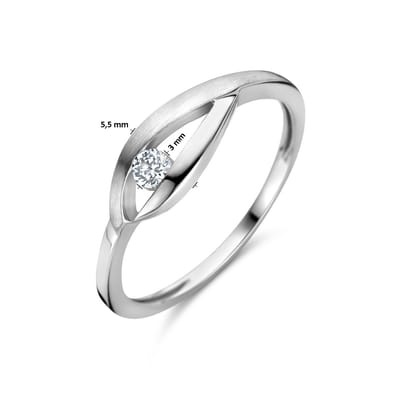 Gerhodineerd Zilver Ring Druppel Met Zirkonia Poli/Mat 1336993
