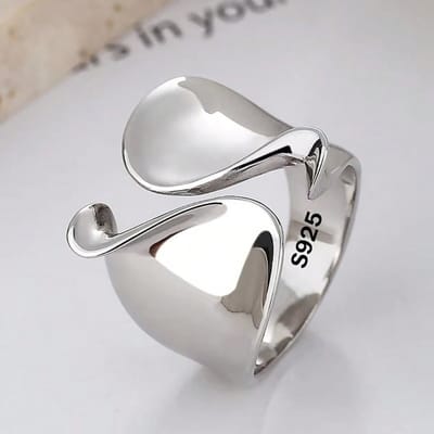 925 Sterling Zilver Vergulde Ringen Voor Vrouwen Koppels Minimalistisch Handgemaakt Eenvoudige Grote Ring Party Sieraden Cadeau one-size zilver