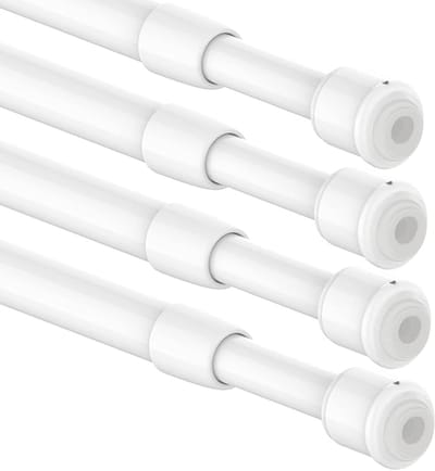 Dailygoody - Set van 4 Uittrekbare Gordijnroedes Zonder Boren - Wit (60-80cm, Φ 10mm)