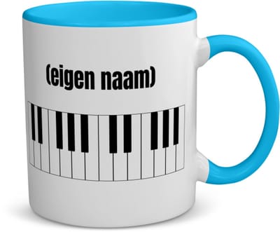 Akyol - keybord met eigen naam koffiemok - theemok - blauw - Instrumenten - muziek liefhebbers - iemand die houdt van om op de keybord te spelen - verjaardag - cadeau - kado - 350 ML inhoud