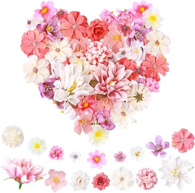 42 Stuks Kunstbloemen voor Creatieve Projecten, Diverse Stijlen, Zijde Bloemen voor DIY, Bruiloften, Feesten en Huisdecoratie