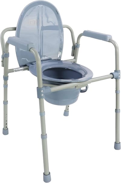 Toiletstoel - Commode stoel - Ondersteuning dagelijks leven - 3-in-1 functie - 55 x 50 cm - Grijs